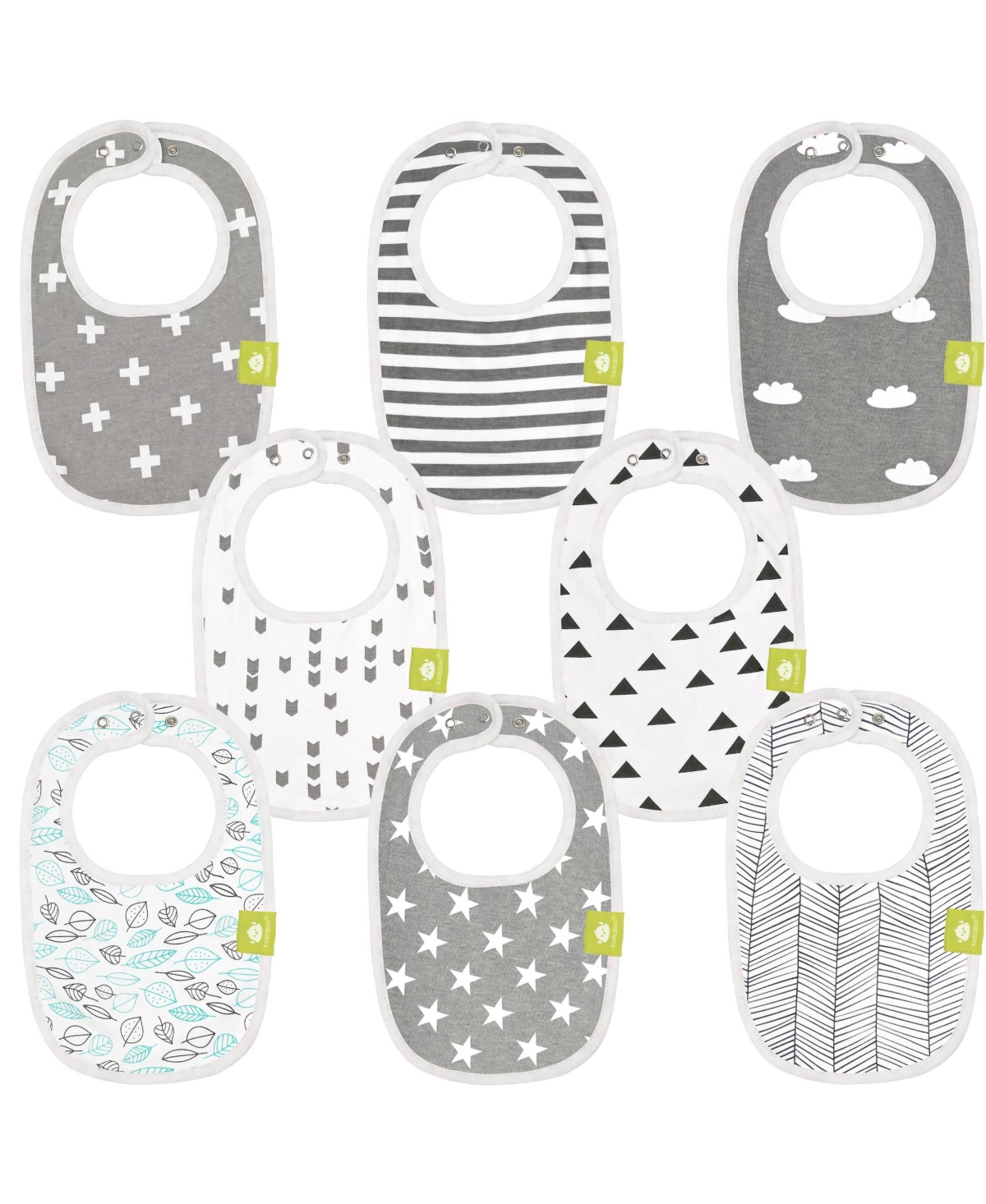 Keababies 8pk Organic Baby Bibs For Boy, Baby Drool Bib For Baby Boys And Girls, Infant Teething Bibs In Grayscape