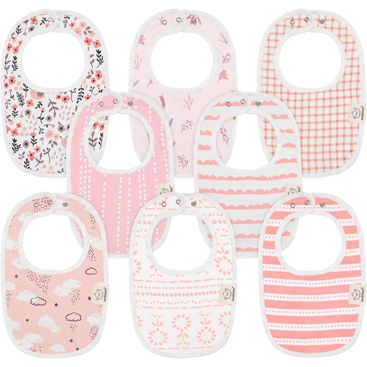 Keababies 8pk Organic Baby Bibs For Boy, Baby Drool Bib For Baby Boys And Girls, Infant Teething Bibs In Sweet Charm