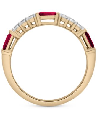 Lab-Grown Blue Sapphire (3/8 ct. t.w.) & Lab-Grown White Sapphire (1/5 ct. t.w.) Stack Ring in 14k Gold-Plated Sterling Silver