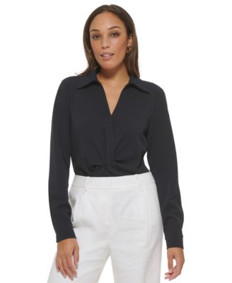 Twist Front Collared Blouse
