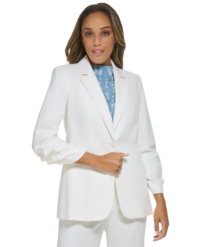 Calvin Klein Women's Ruched Sleeve Linen Blazer & Reviews - Jackets &  Blazers - Women - Macy's