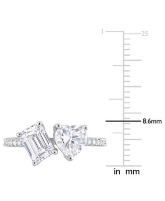 Moissanite Heart 2-Stone Ring 2 1/8 ct. t.w in Sterling Silver