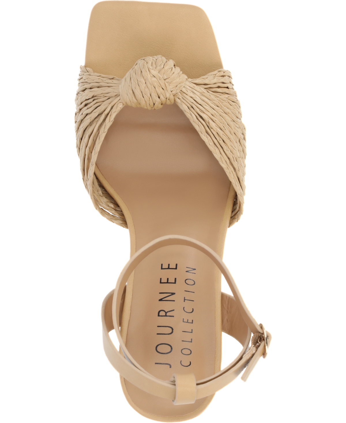 Journee Collection Women's Galinda Raffia Knot Block Heel Sandals