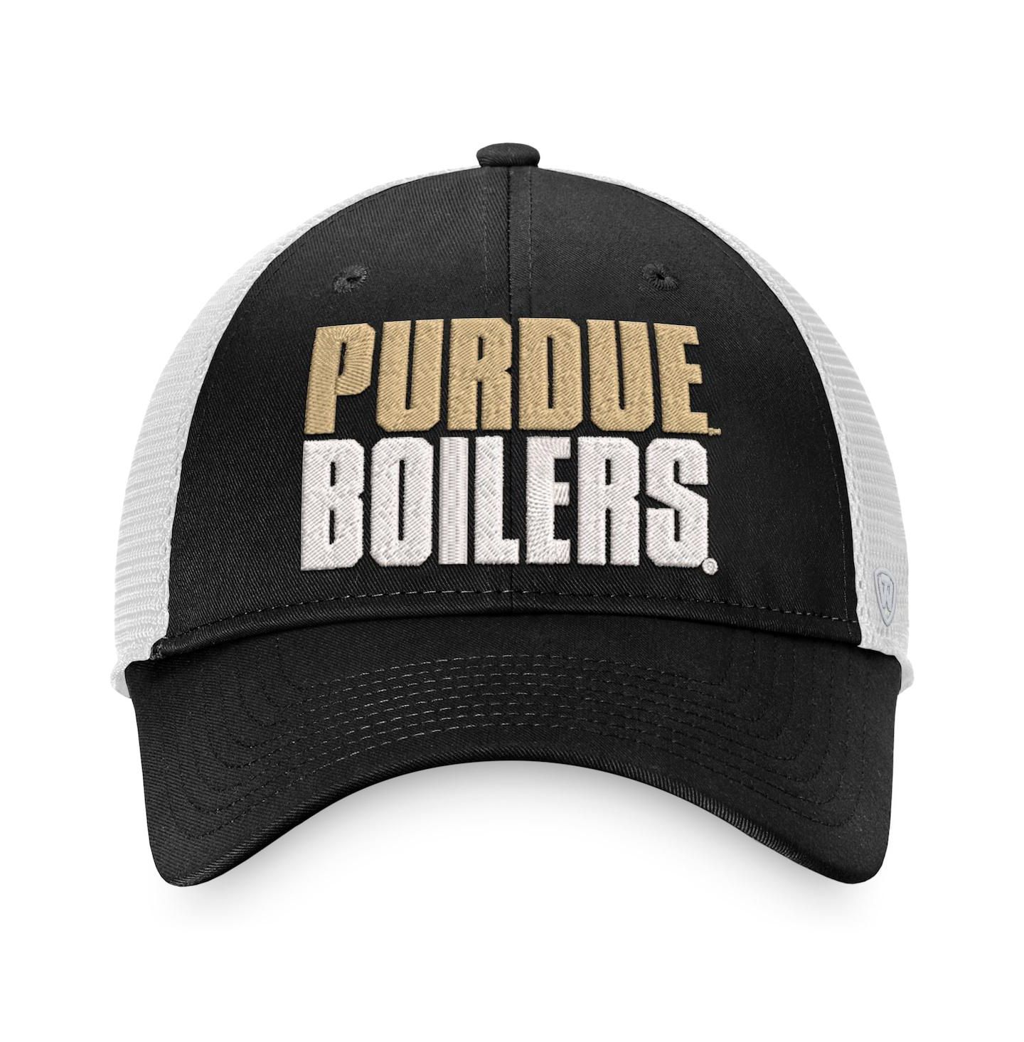 Мужская кепка Top of the World Black, White Purdue Boilermakers Stockpile Trucker Snapback Hat — фото 5