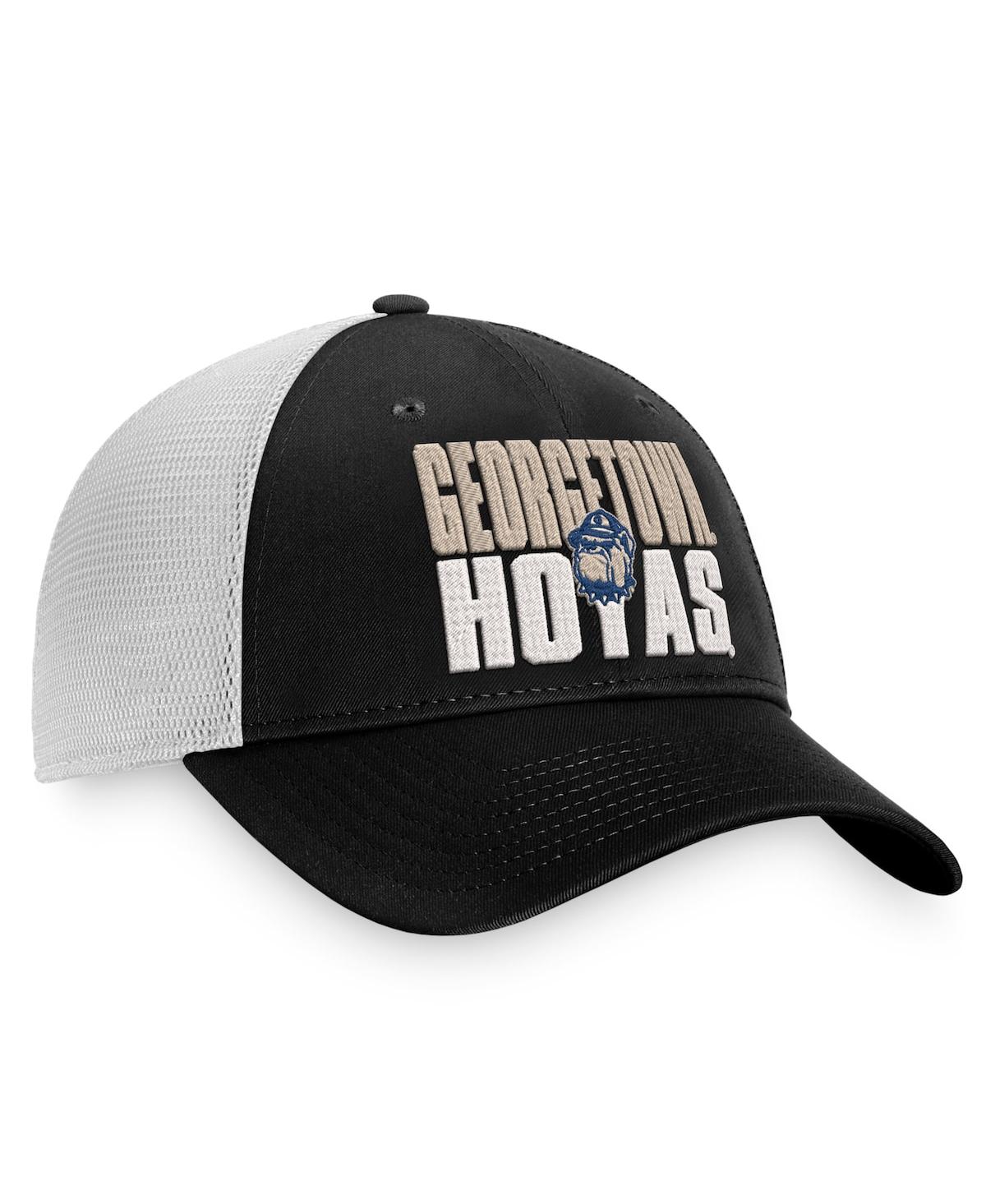Top Of The World Men's  Black, White Georgetown Hoyas Stockpile Trucker Snapback Hat In Black,white