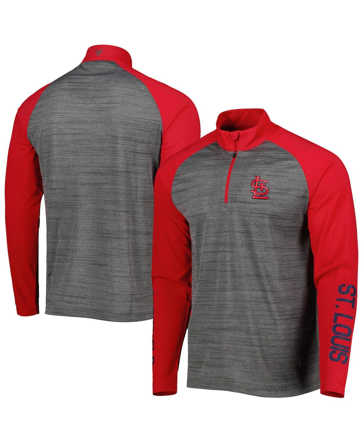 Levelwear Men's  Heathered Gray, Red St. Louis Cardinals Vandal Raglan Quarter-zip Jacket In Heathered Gray,red