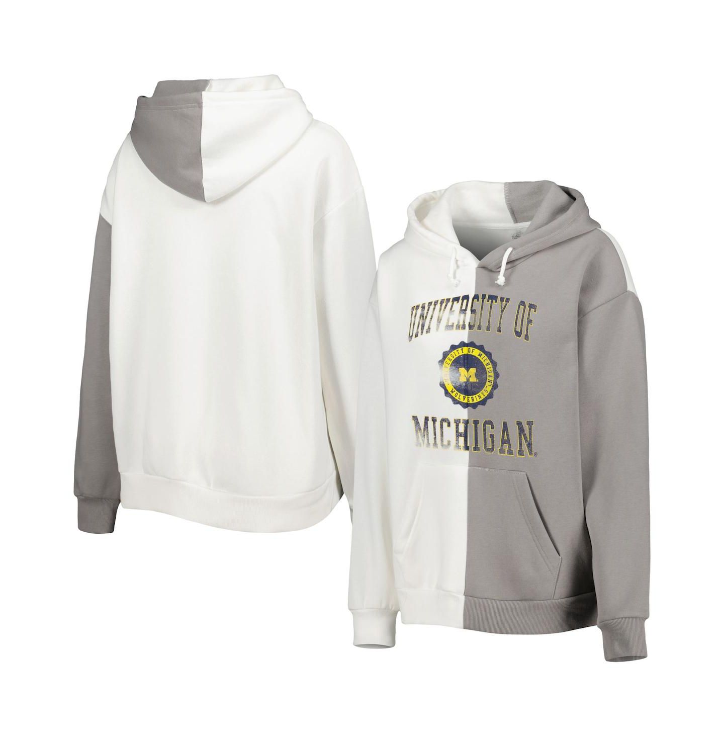 Женское худи Gameday Couture Gray, White Michigan Wolverines Split Pullover — фото 1