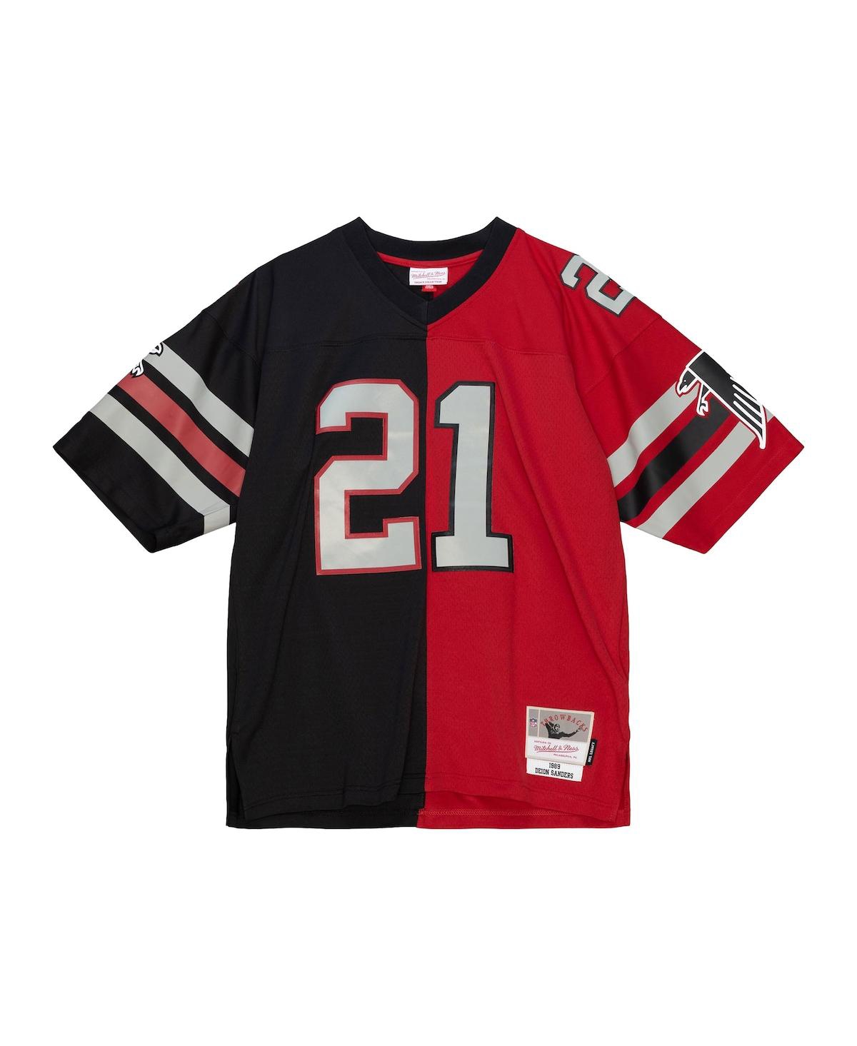 Men's Mitchell & Ness Deion Sanders Red Atlanta Falcons Big and Tall Split Legacy Retired Player Replica Jersey - Red