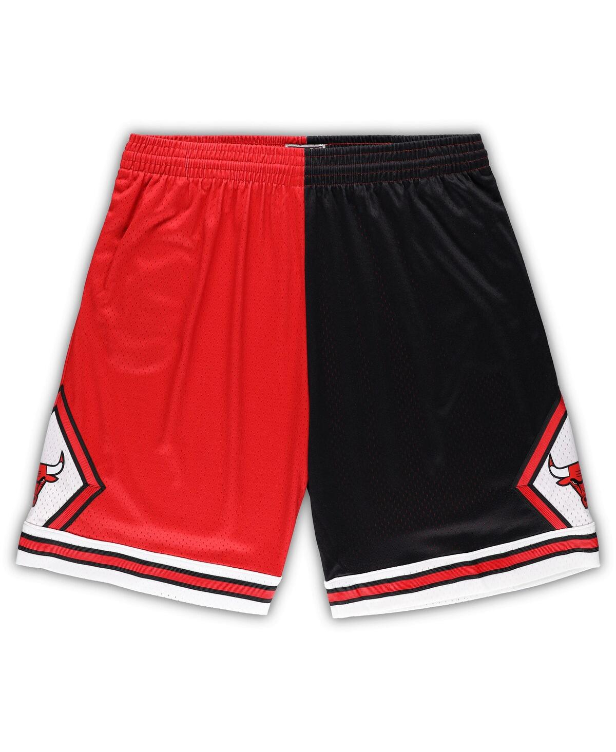 Shop Mitchell & Ness Men's  Red, Black Chicago Bulls Big And Tall Hardwood Classics Split Swingman Shorts In Red,black