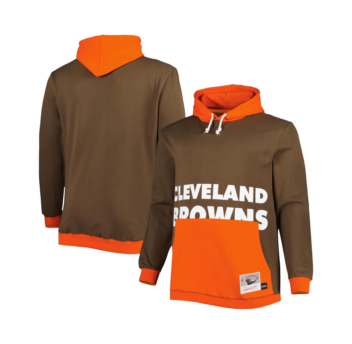 Men's Brown, Orange Cleveland Browns Big and Tall Big Face Pullover Hoodie