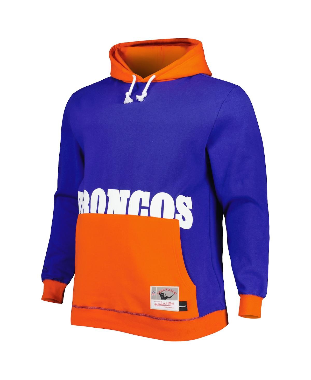 Mitchell & Ness Men's  Navy, Orange Denver Broncos Big And Tall Big Face Pullover Hoodie In Navy,orange