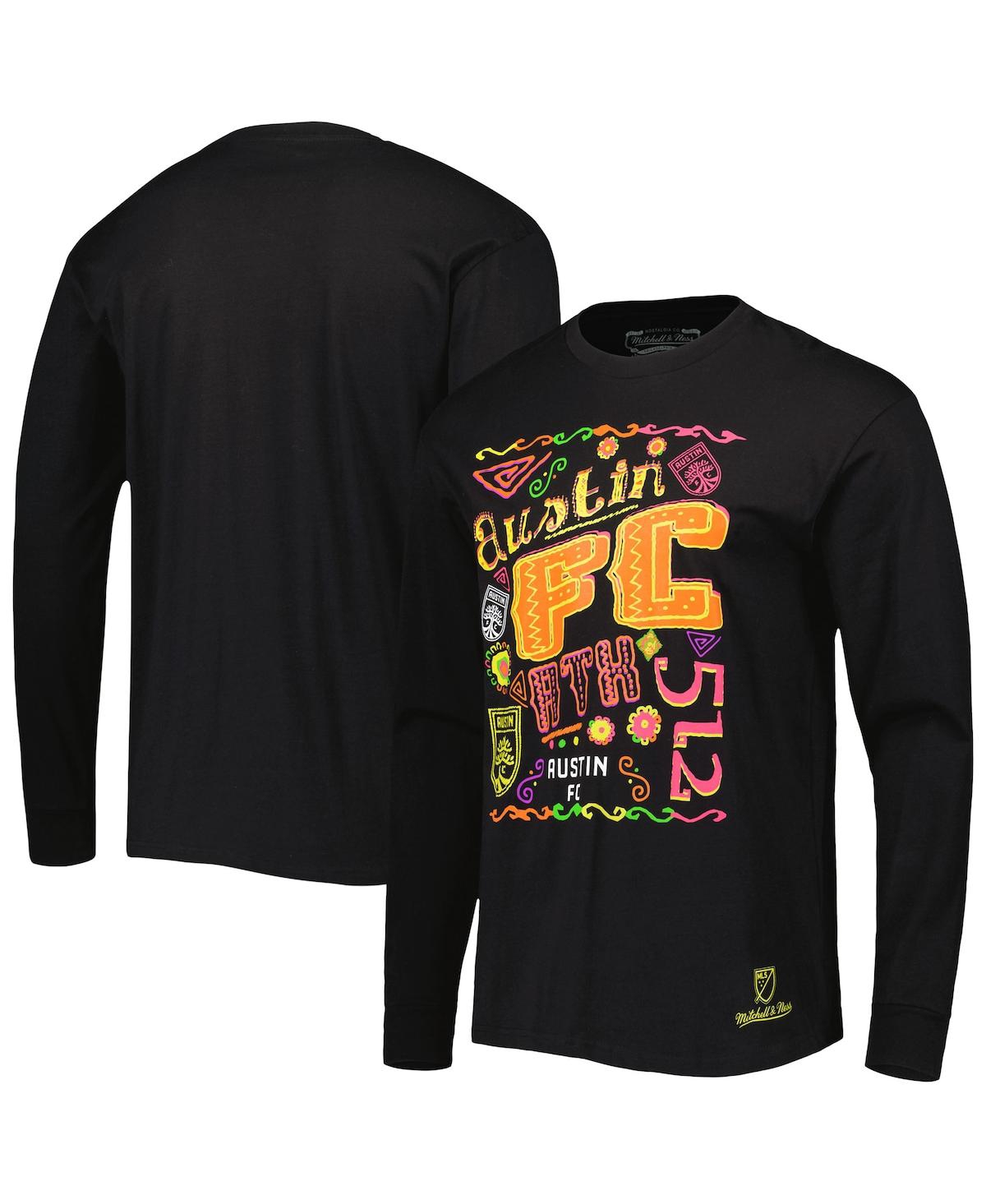 Mitchell & Ness Men's  Black Austin Fc Papel Picado Long Sleeve T-shirt In Black