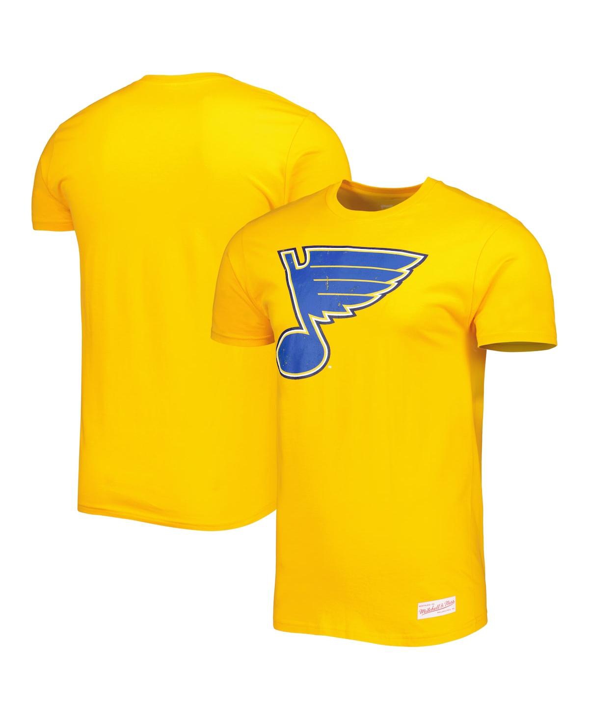 Shop Mitchell & Ness Men's  Gold St. Louis Blues Vintage-like Logo T-shirt