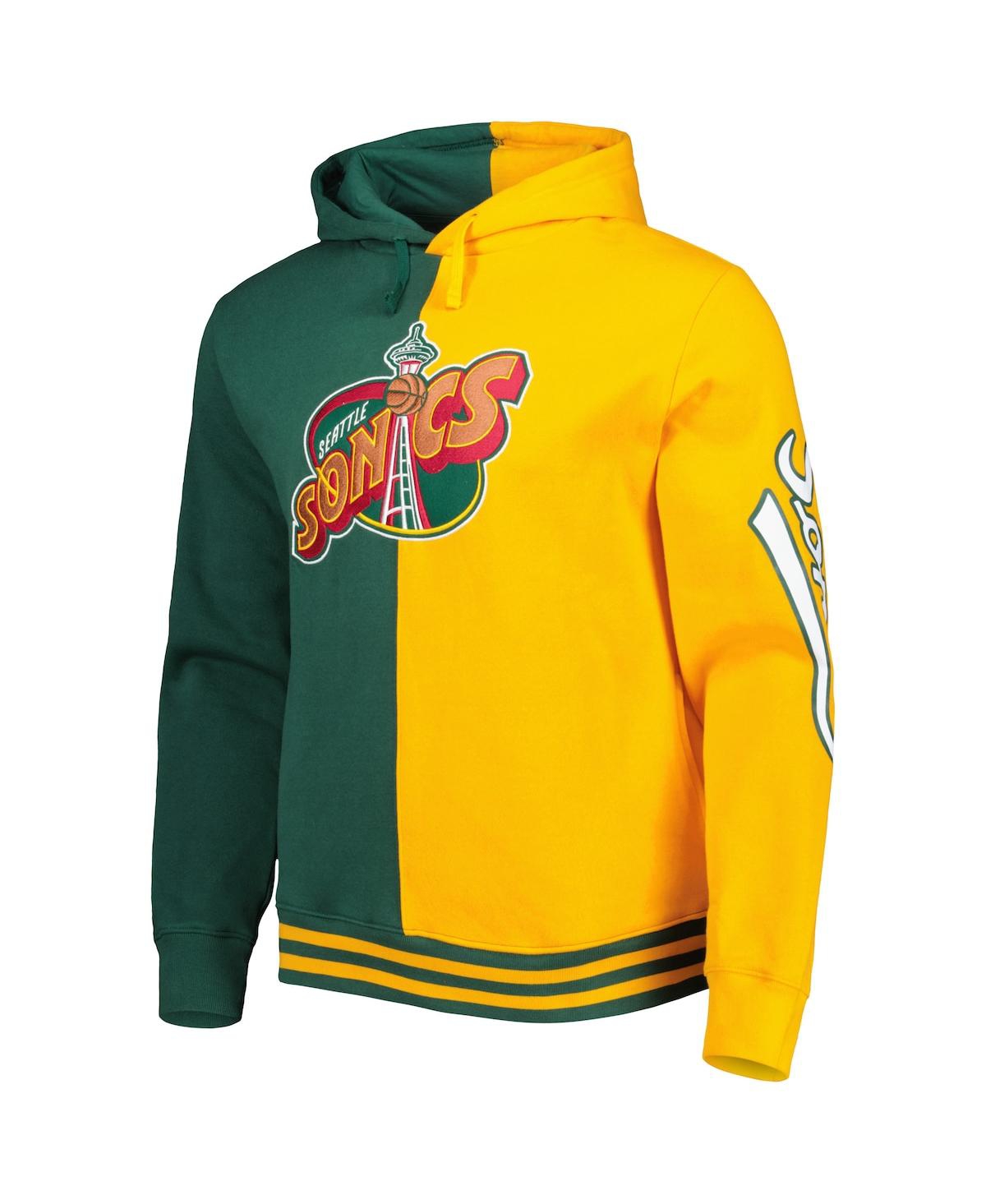 Mitchell & Ness Green/gold Seattle Supersonics Big & Tall Hardwood Classics Split Pullover Hoodie In Green,gold