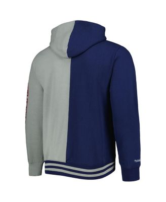 Men's Navy, Gray New Jersey Nets Hardwood Classics Split Pullover Hoodie