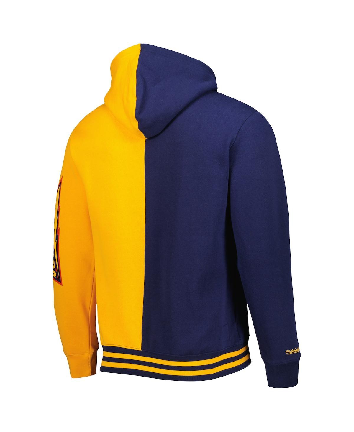 Mitchell & Ness Men's  Navy, Gold Golden State Warriors Hardwood Classics Split Pullover Hoodie In Navy,gold
