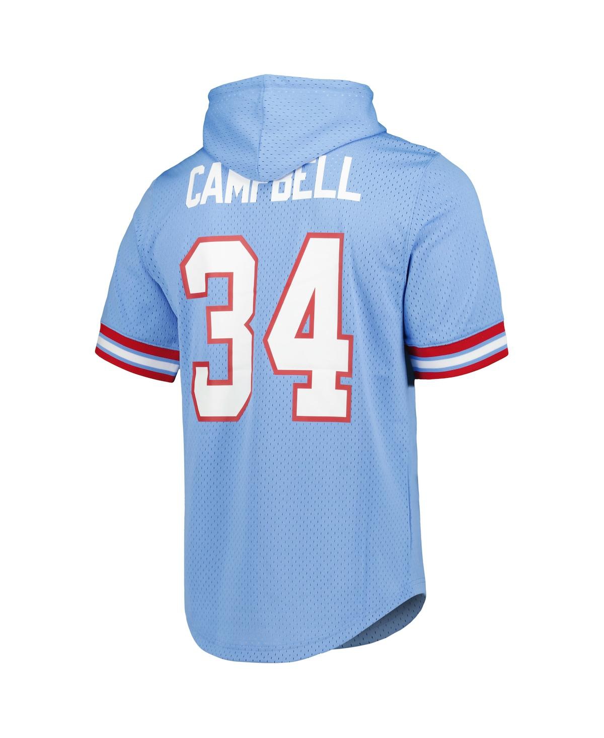 Mitchell & Ness Earl Campbell Light Blue Houston Oilers Retired Player Mesh Name & Number Hoodie T-s In Light Blue