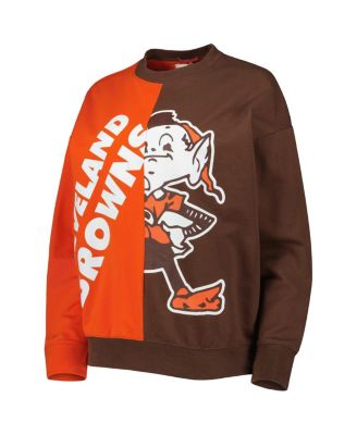 Women's Orange, Brown Cleveland Browns Big Face Pullover Sweatshirt