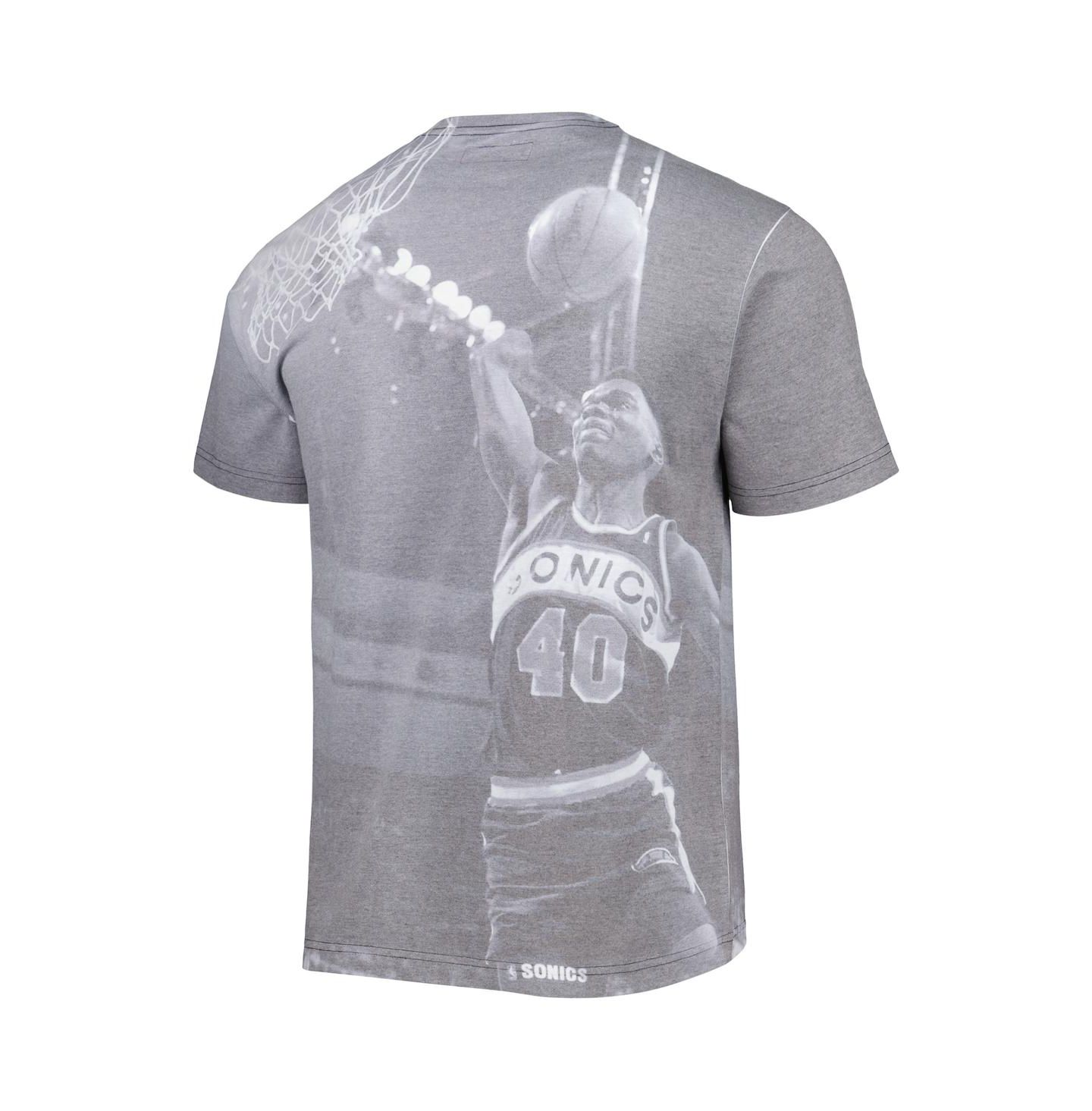 Мужская футболка Mitchell & Ness Shawn Kemp Heather Gray Seattle SuperSonics Above The Rim — фото 2