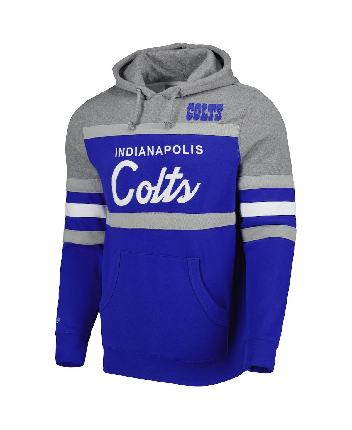 Mitchell & Ness Men's  Royal, Heathered Gray Indianapolis Colts Head Coach Pullover Hoodie In Royal,heathered Gray