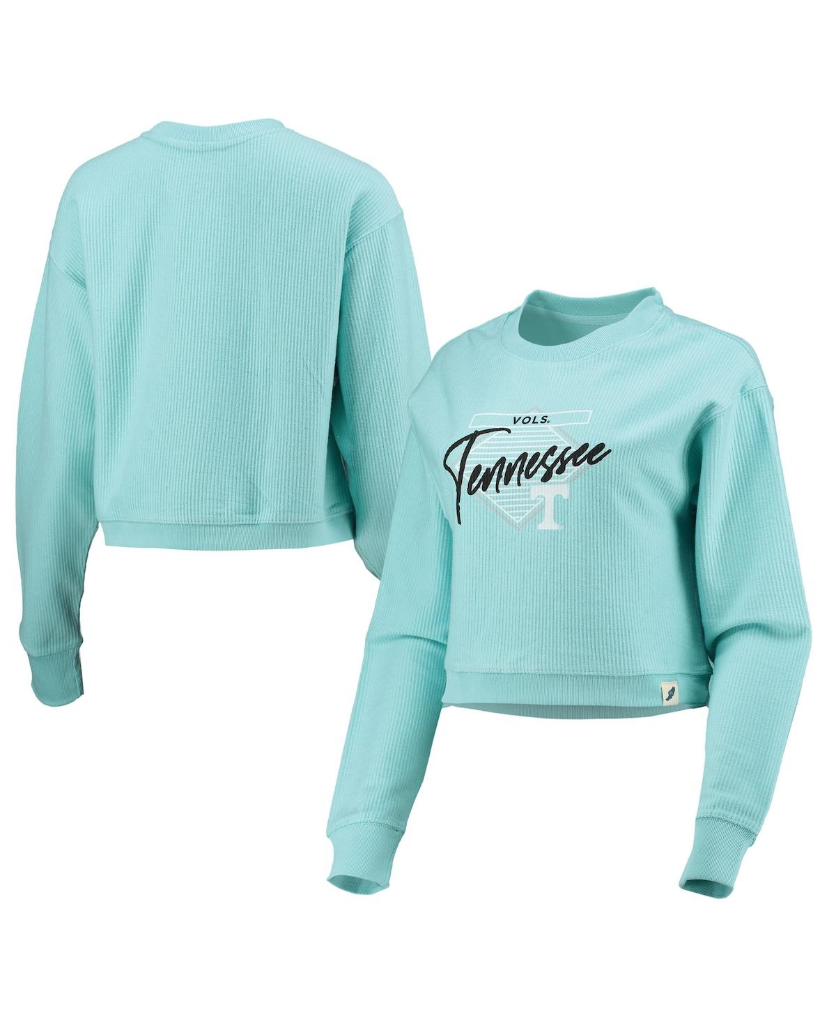 League Collegiate Wear Light Blue Penn State Nittany Lions Corded Timber Crop Pullover Sweatshirt In Light Blue