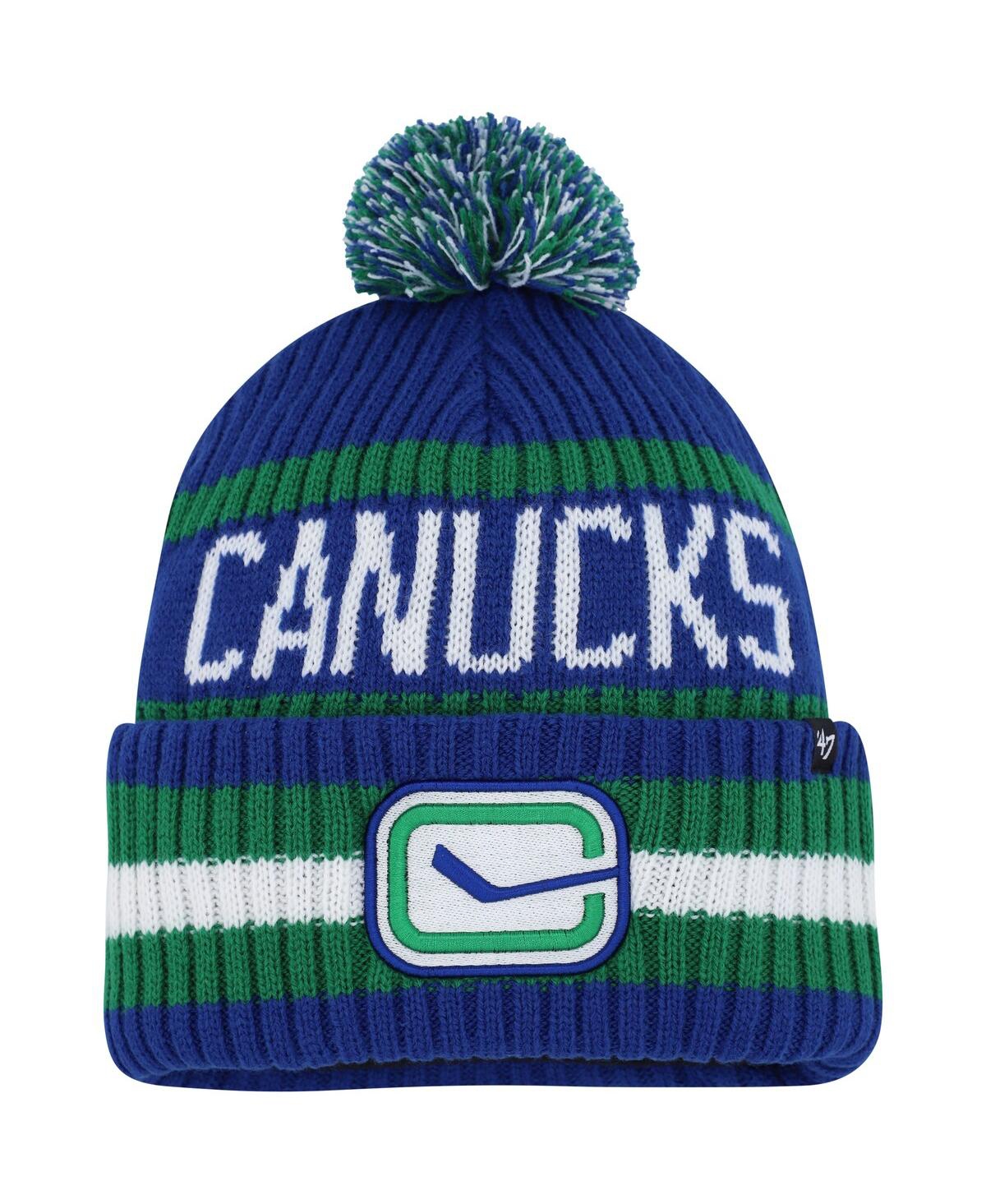 Men's '47 Brand Blue Vancouver Canucks Bering Cuffed Knit Hat with Pom