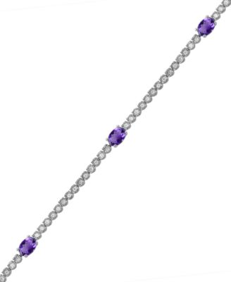 Amethyst (1-1/4 ct. t.w.) & Diamond (1/2 ct. t.w.) Tennis Bracelet in Sterling Silver (Also in Blue Topaz, Garnet, & Citrine)