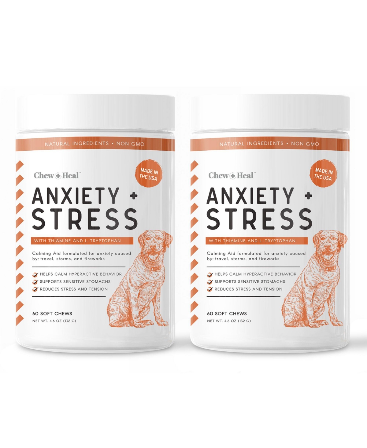 Anxiety Calming Aid Supplement for Dogs - 120 Delicious Chews