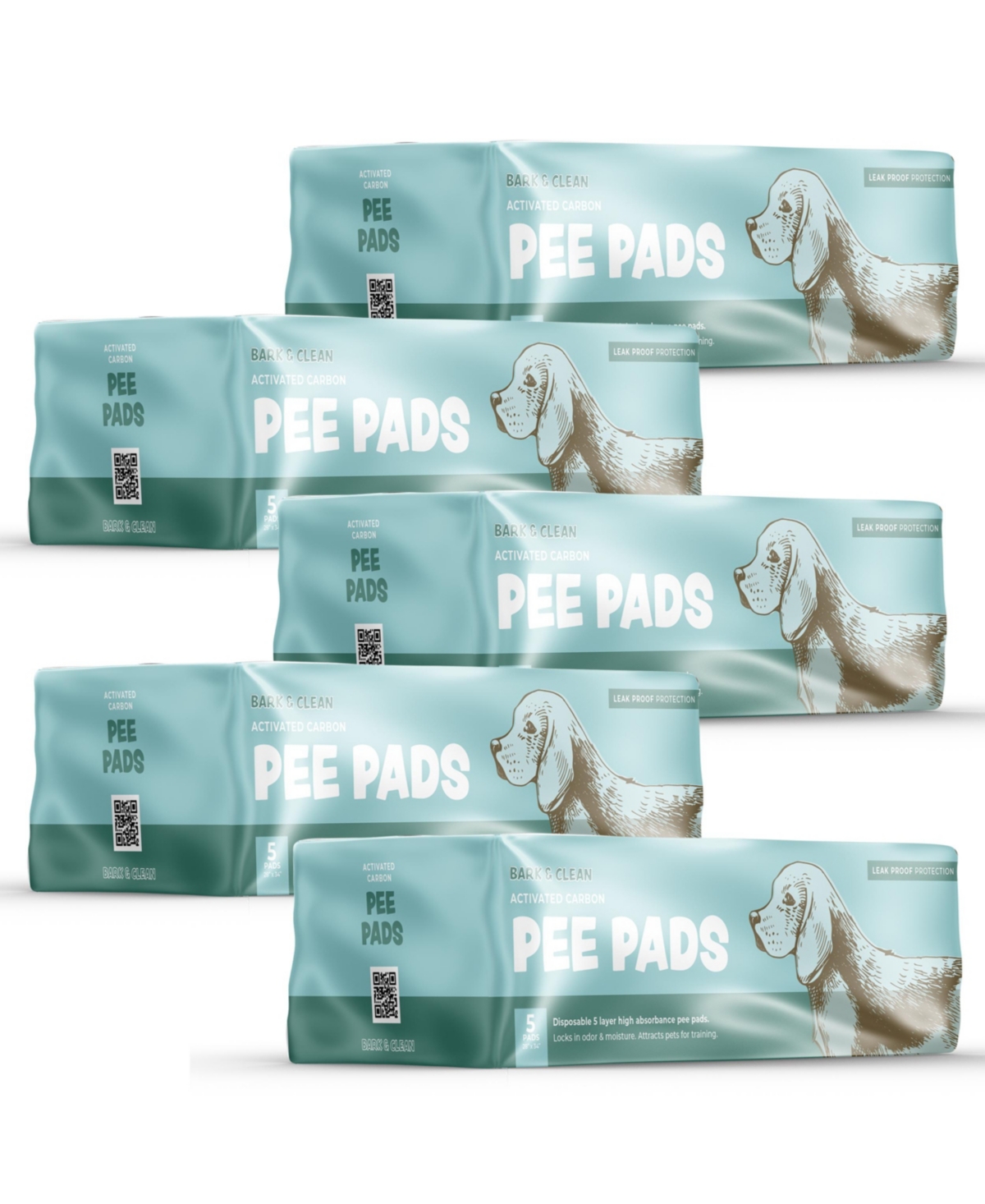 Traveler's Dog and Puppy Pee Pads, Leak-Proof Design, Heavy Duty Absorbency, 28" x 34", 5 Packs of 5 Pads - Charcoal