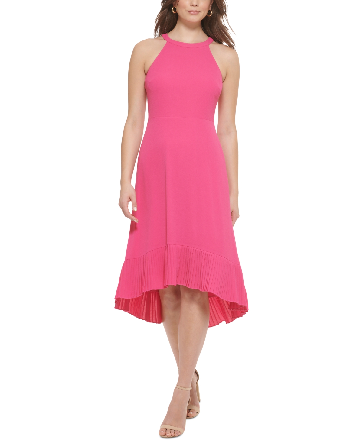Kensie Pleated Midi Dress In Pink
