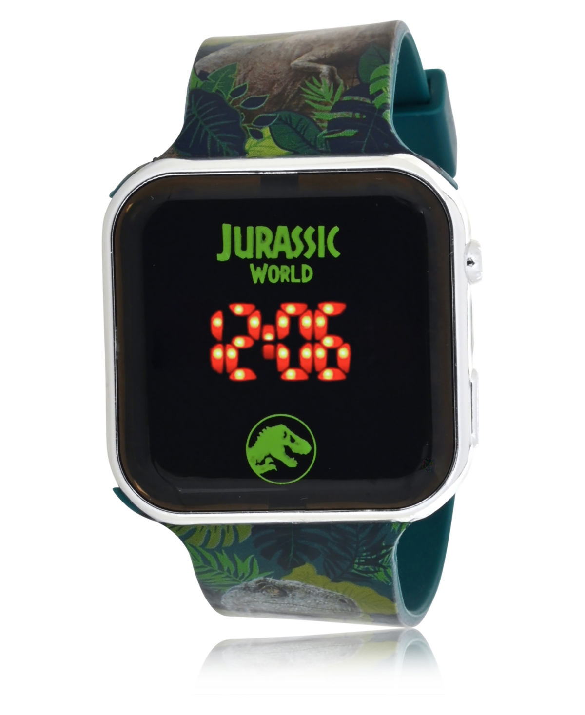 Jurassic World Kids' Jurassic Children's World Light Emitting Diode Green Silicone Strap Watch 32mm
