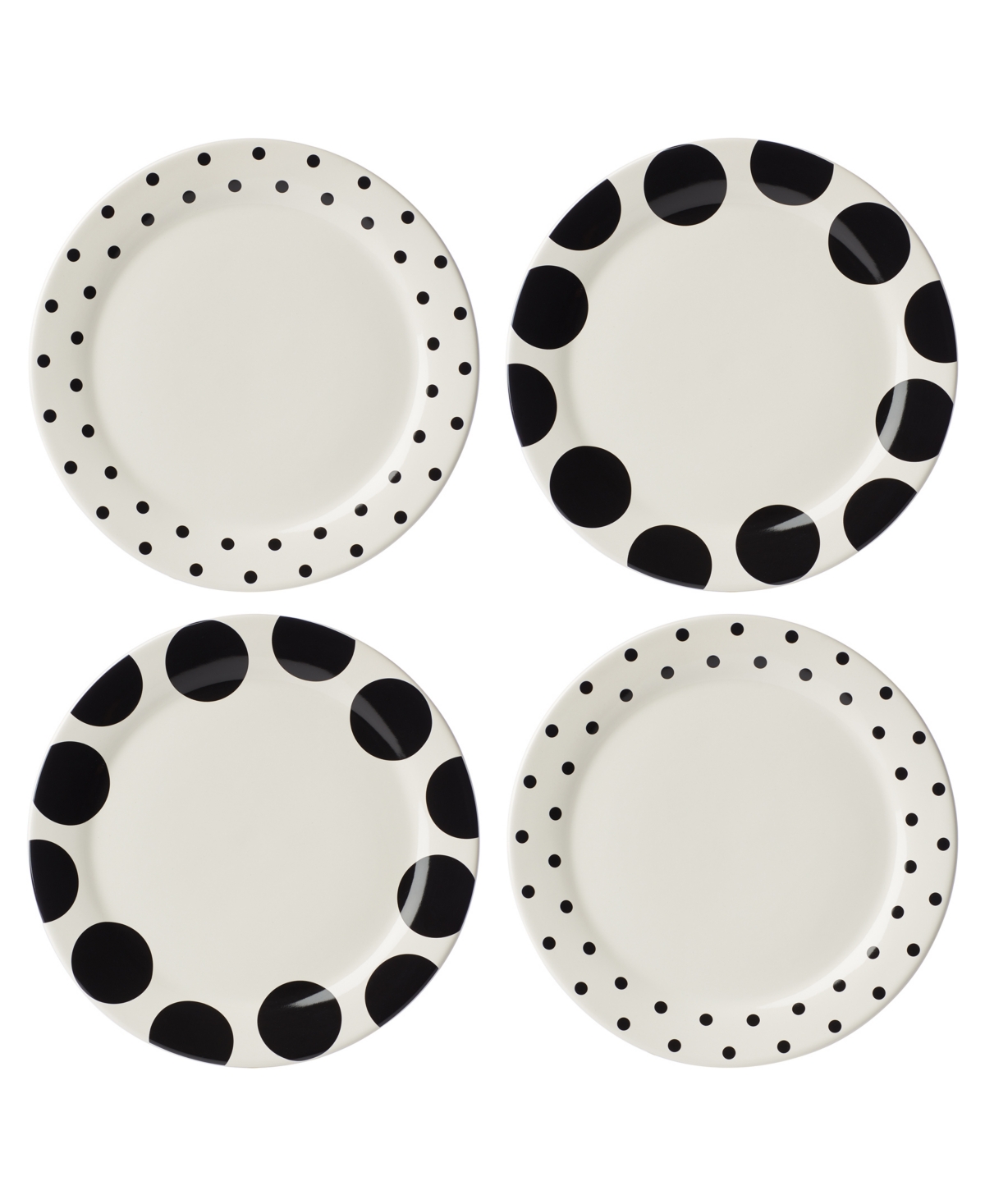 on the Dot Assorted Dinner Plates 4 Piece Set, Service for 4 - White