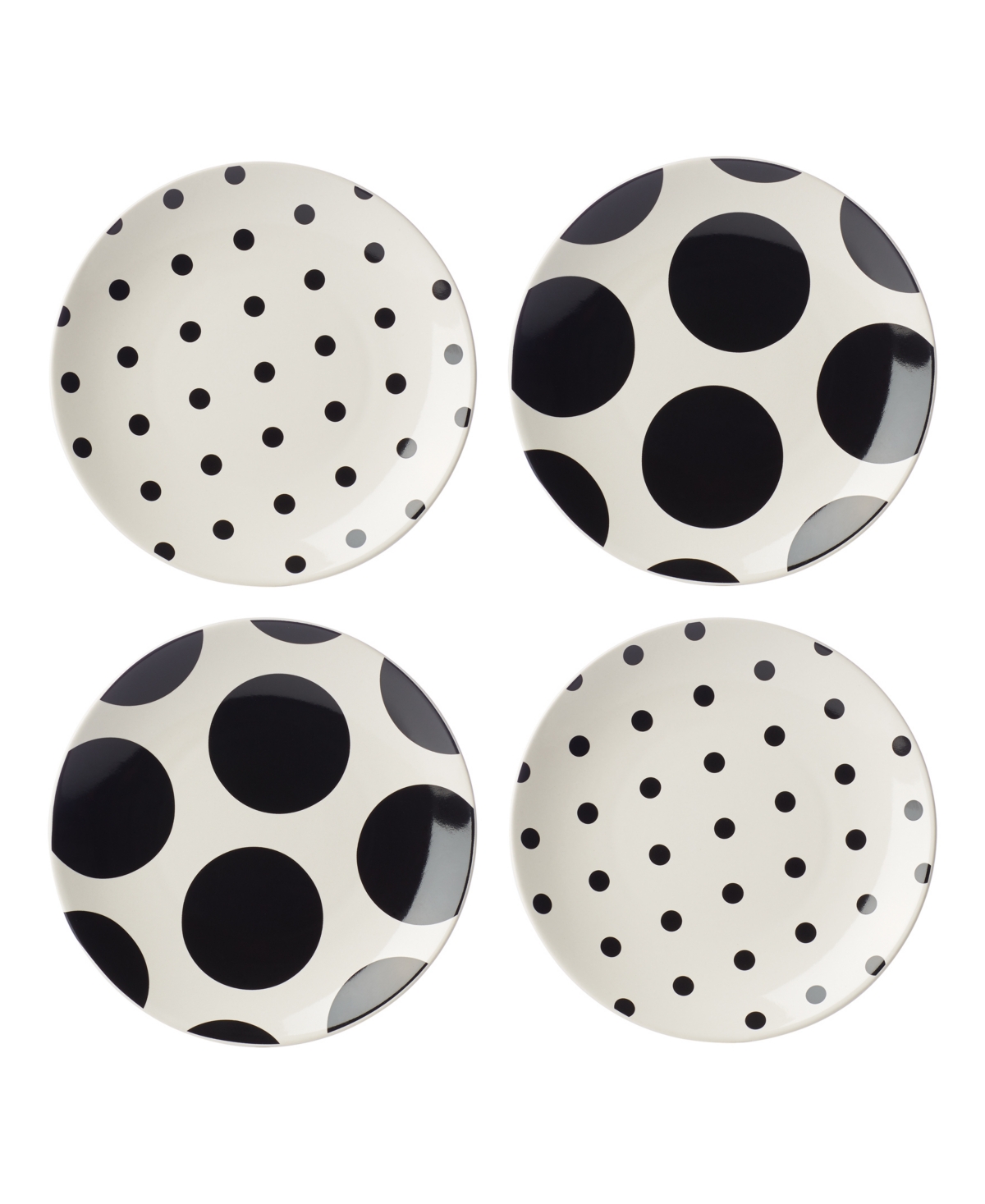 on the Dot Assorted Tidbit Plates 4 Piece Set, Service for 4 - White