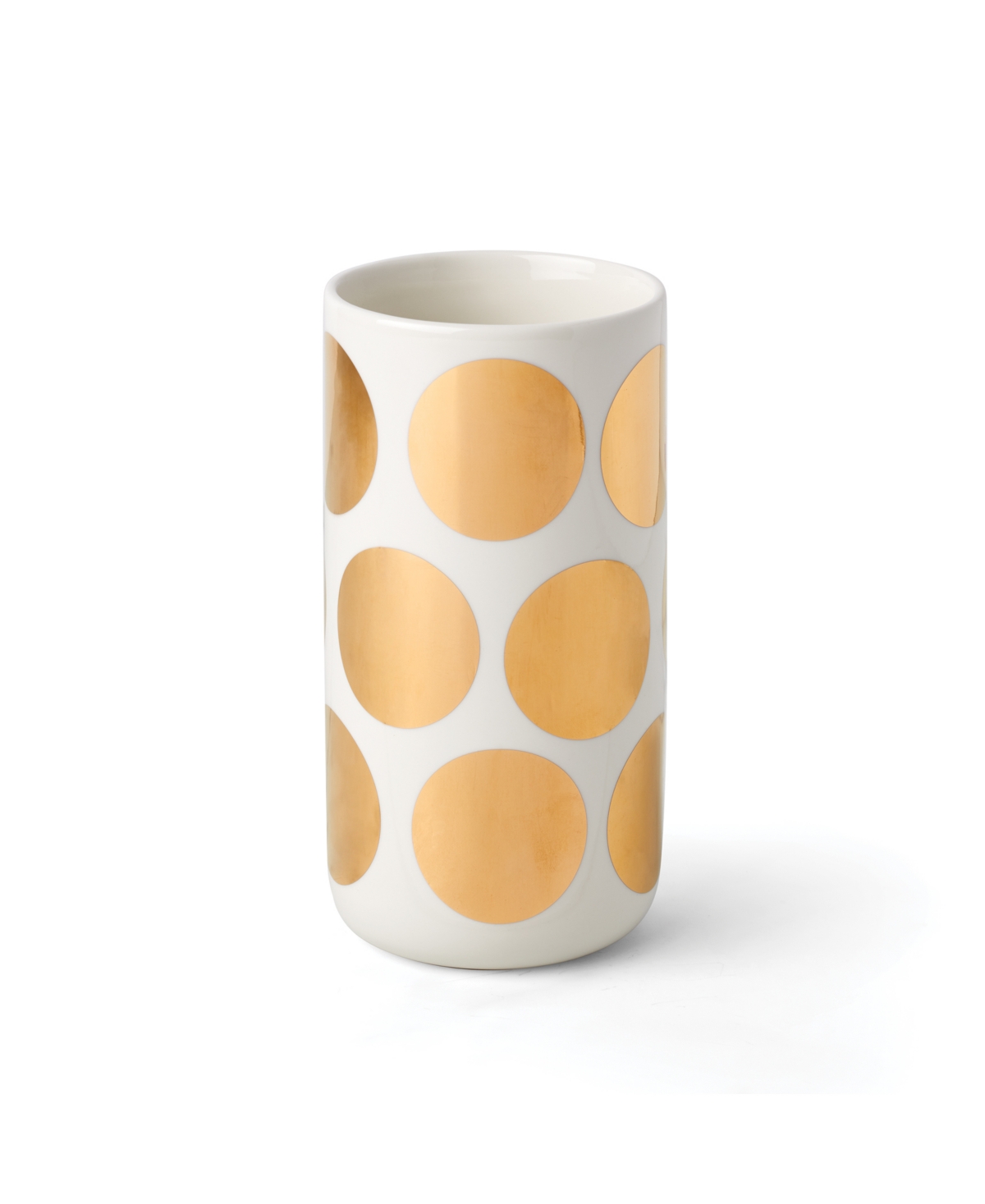 Shop Kate Spade On The Dot Tall Gold-tone Dot Vase In White