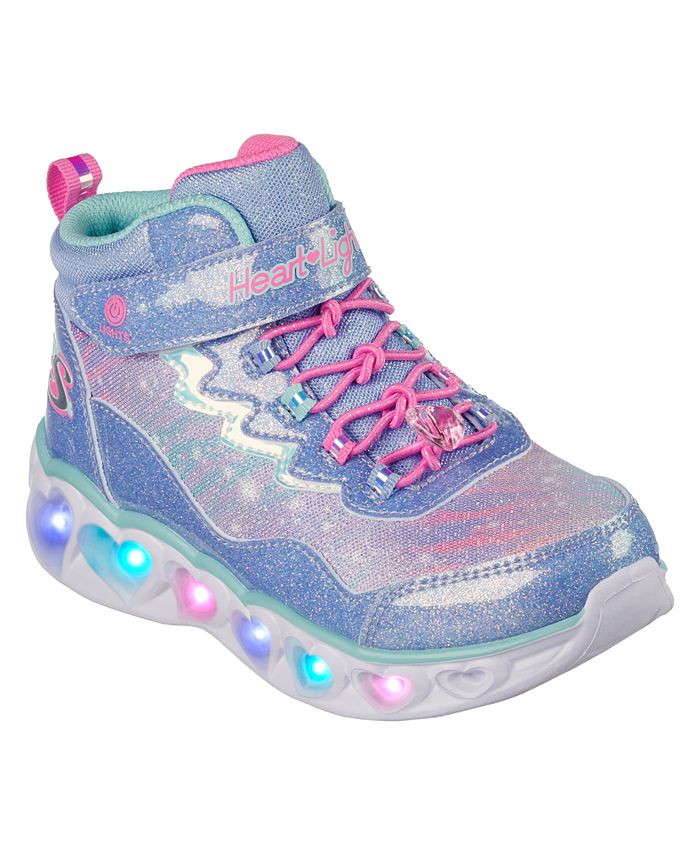 Skechers Little Girls Heart Lights Light-Up Stay-Put Sneaker from Finish Line - Macy's