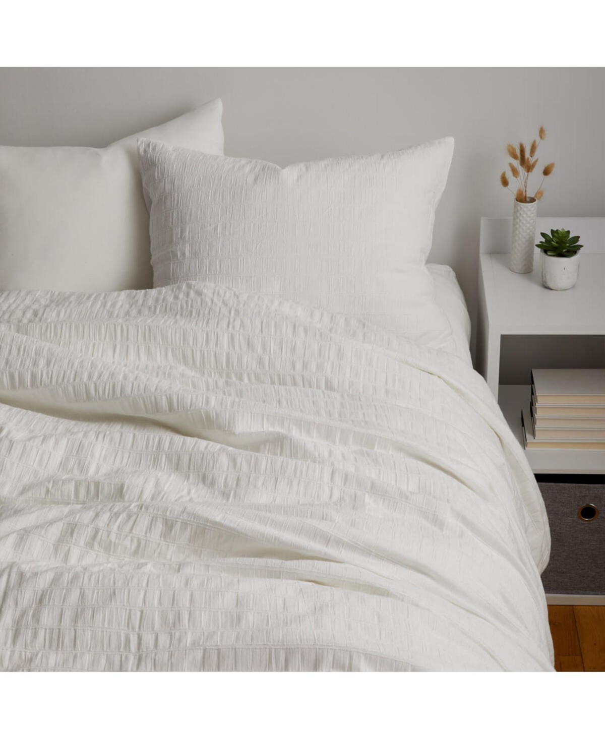 Dormify Bailey Textured Stripe Duvet Cover And Sham Set, Full/queen, Ultra-cute Styles To Personalize Your R In Bailey White