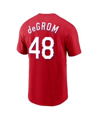 Men's Jacob deGrom Red Texas Rangers 2023 Name and Number T-shirt
