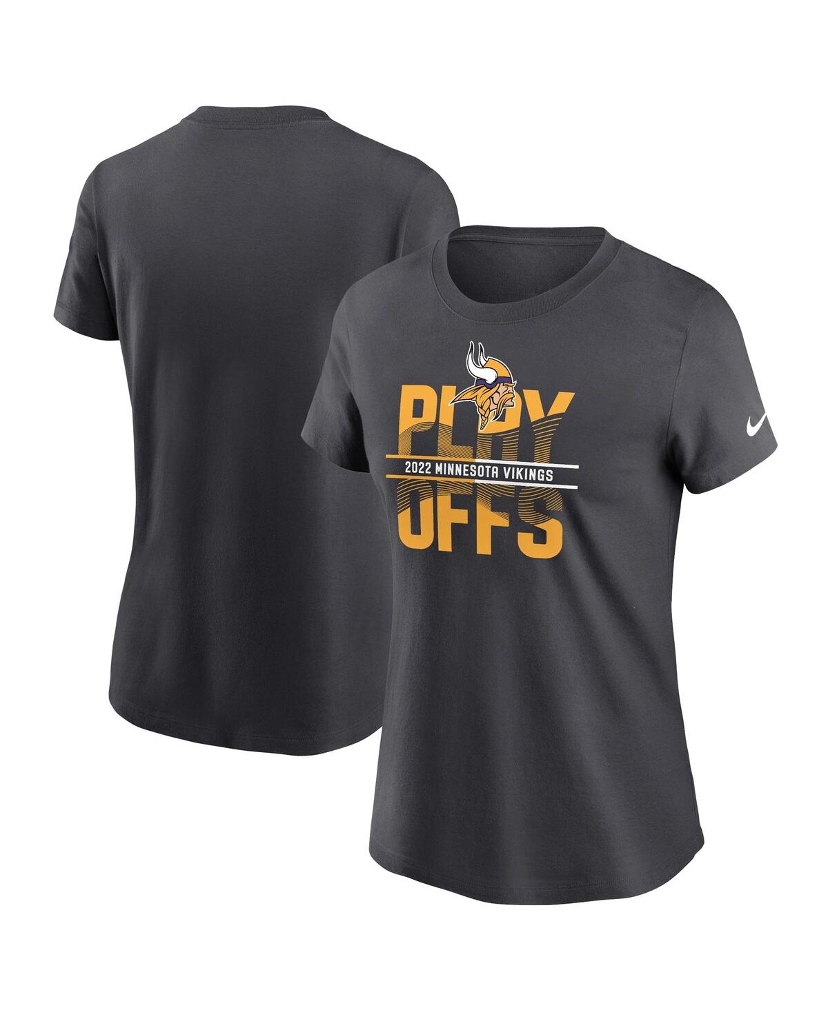 Shop Nike Women's  Gray Minnesota Vikings 2022 Nfl Playoffs Iconic T-shirt