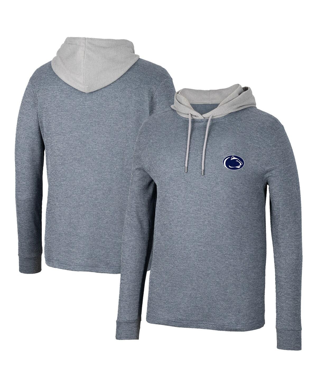 Men's Colosseum Navy Penn State Nittany Lions Ballot Waffle-Knit Thermal Long Sleeve Hoodie T-shirt - Navy