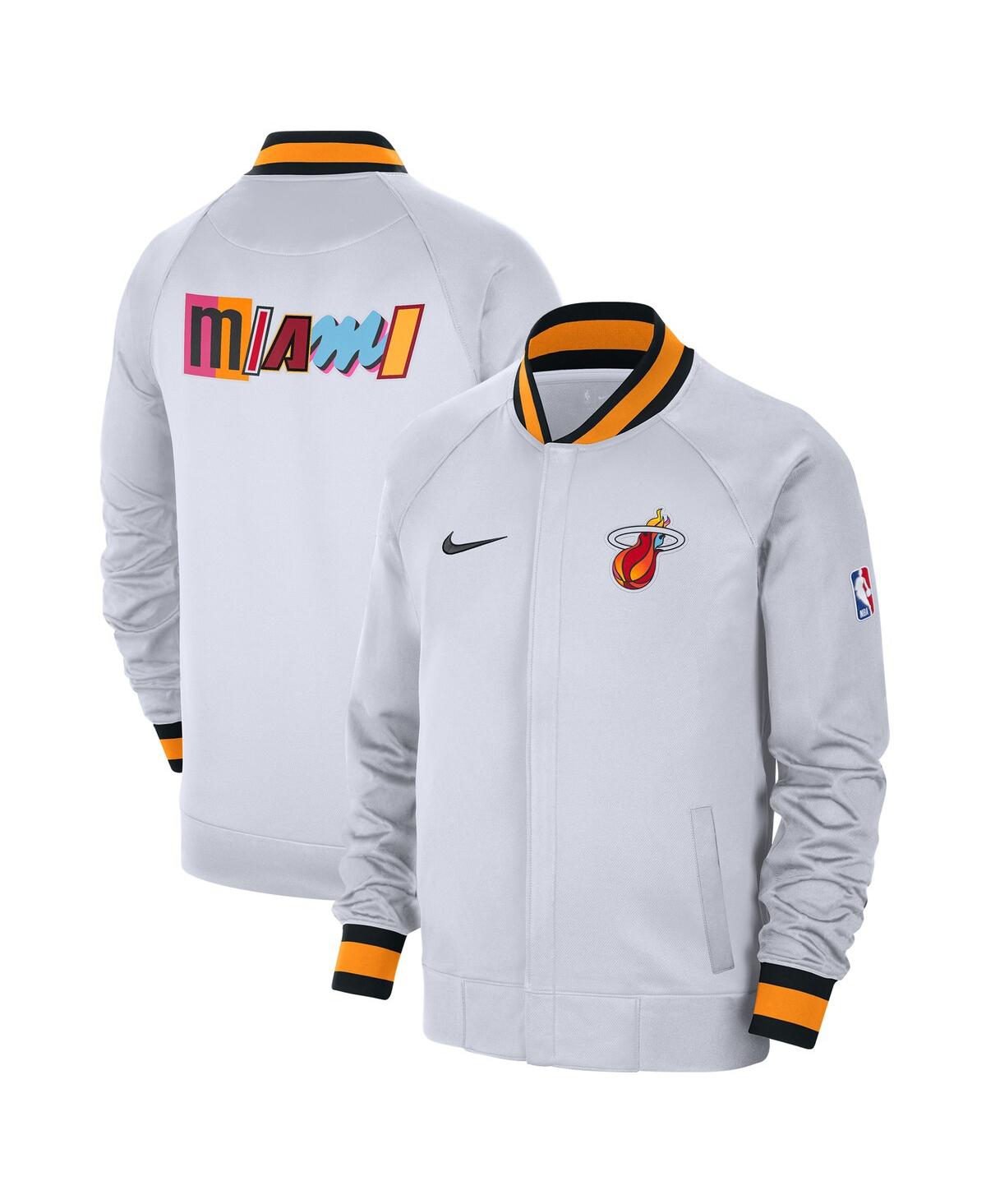 Shop Nike Men's  White/black Miami Heat 2022/23 City Edition Showtime Thermaflex Full-zip Jacket In White,black