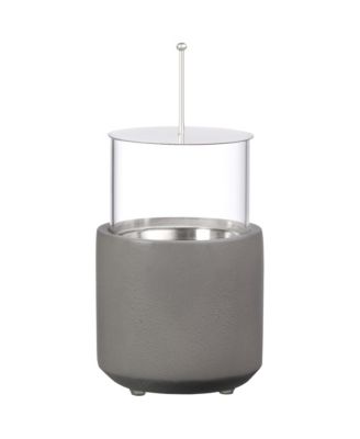 Tabletop Fireplace, Mini Concrete Ethanol Fire Bowl Lid Light Grey