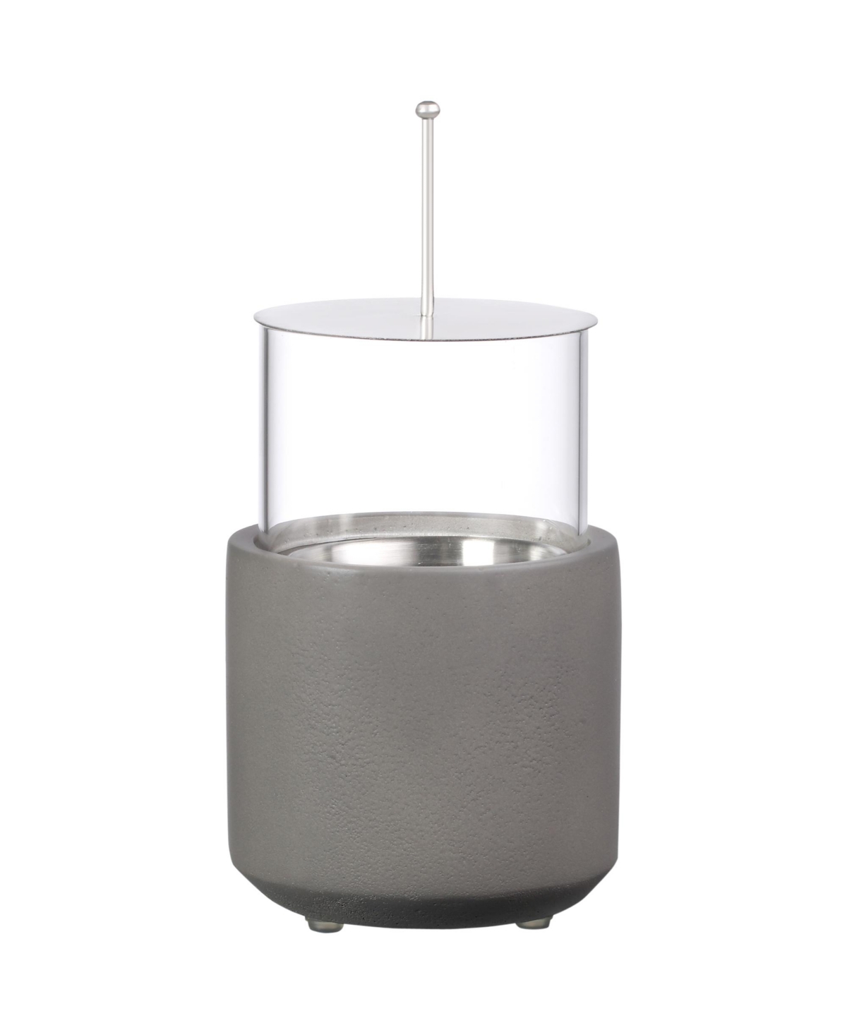 Tabletop Fireplace, Mini Concrete Ethanol Fire Bowl Lid Light Grey
