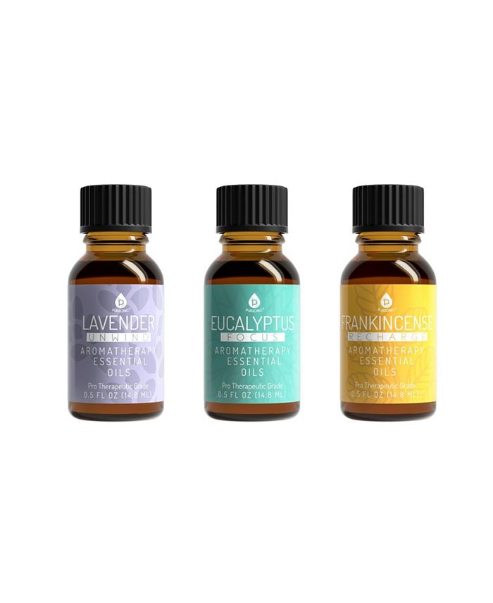 PURSONIC 3 Pack Aromatherapy Essential oils (Lavender, Eucalyptus