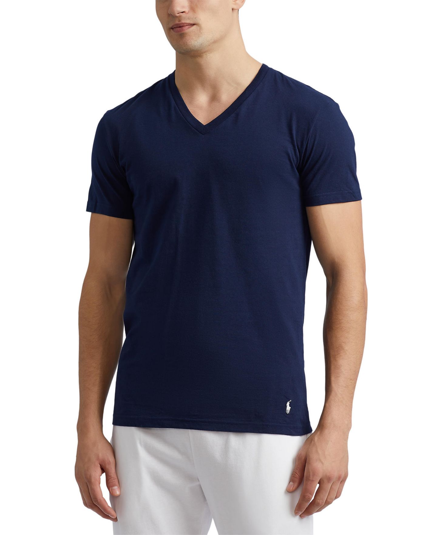 Мужские топы Polo Ralph Lauren 3-Pack V-Neck Classic Undershirts, цвет: Синий / Тёмно-синий — фото 5