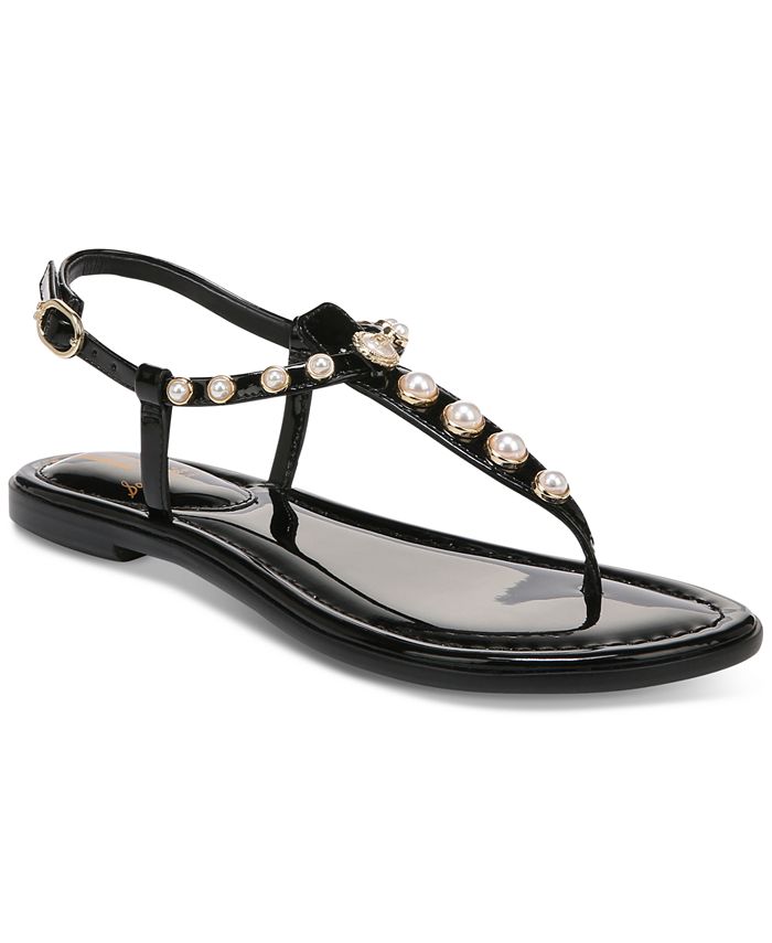 Sam Edelman Gigi Pearl Studded T-Strap Flat Sandals - Macy's