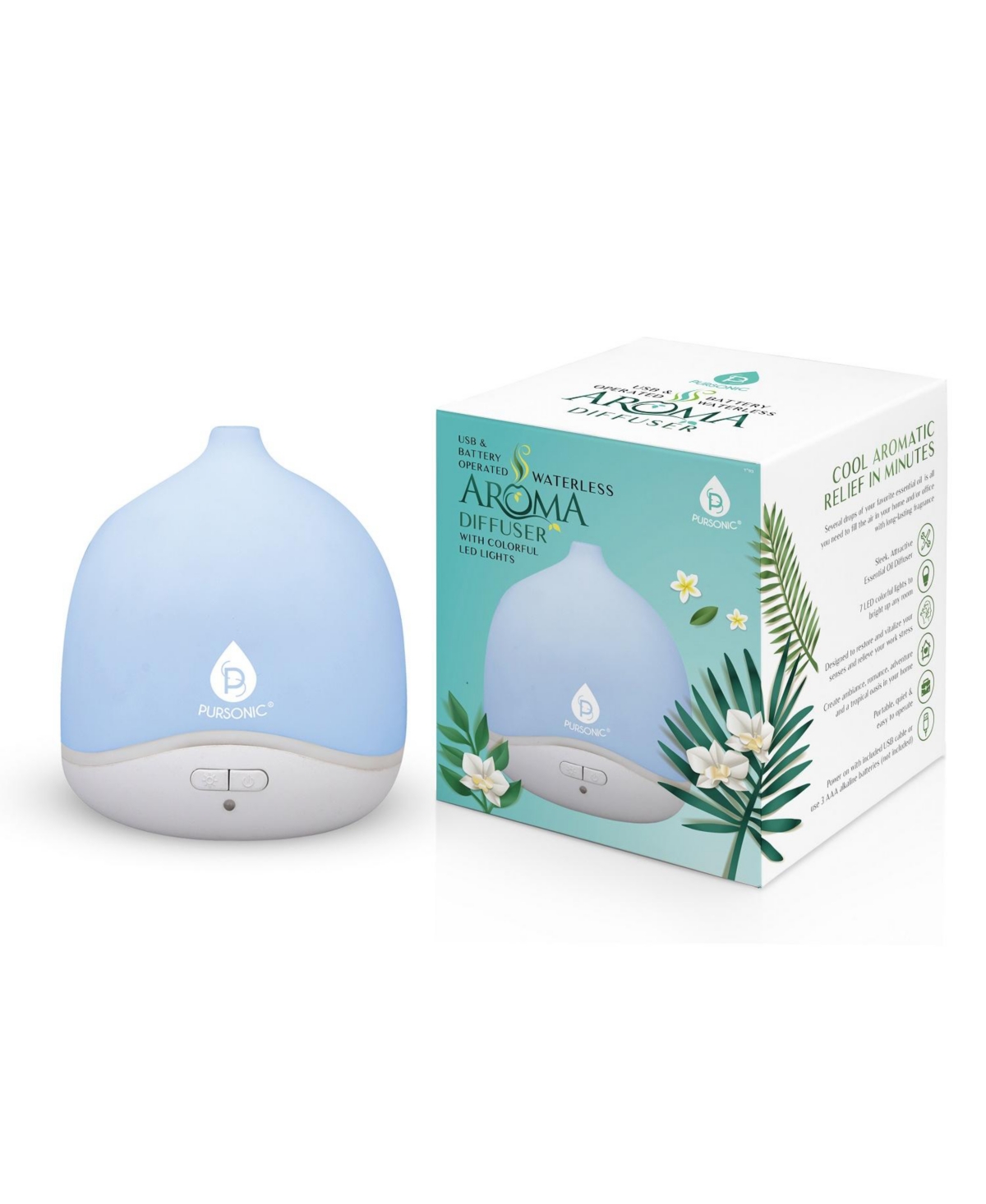 Usb & Battery Operated Waterless Aroma Diffuser - Blue