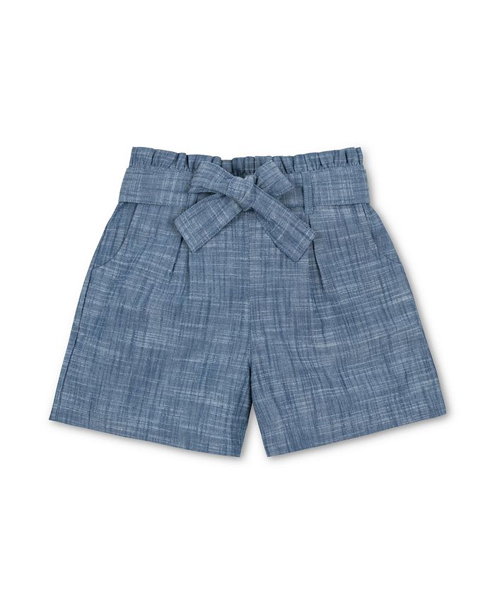 printed linen 7 pull up short Chambray Print