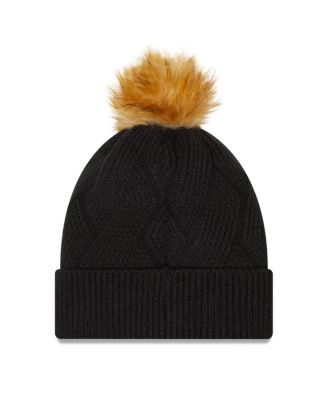 Women's Black Las Vegas Raiders Snowy Cuffed Knit Hat with Pom