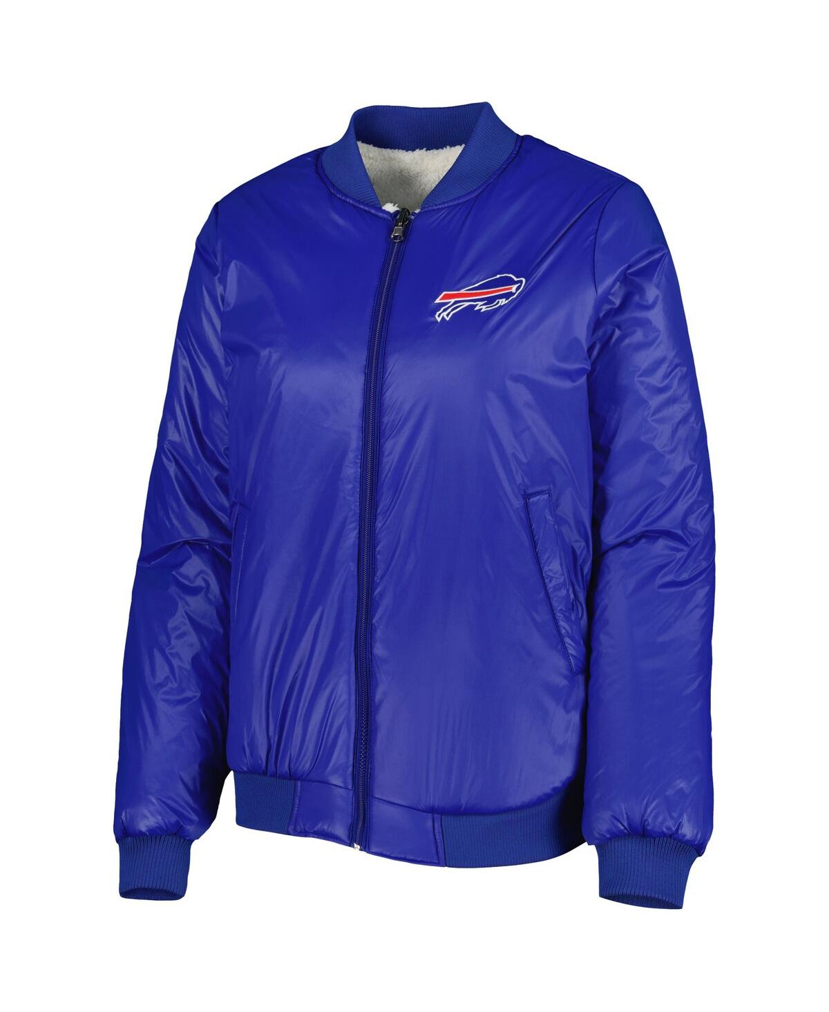 G-III 4HER BY CARL BANKS WOMEN'S G-III 4HER BY CARL BANKS OATMEAL, ROYAL BUFFALO BILLS SWITCHBACK REVERSIBLE FULL-ZIP JACKET 