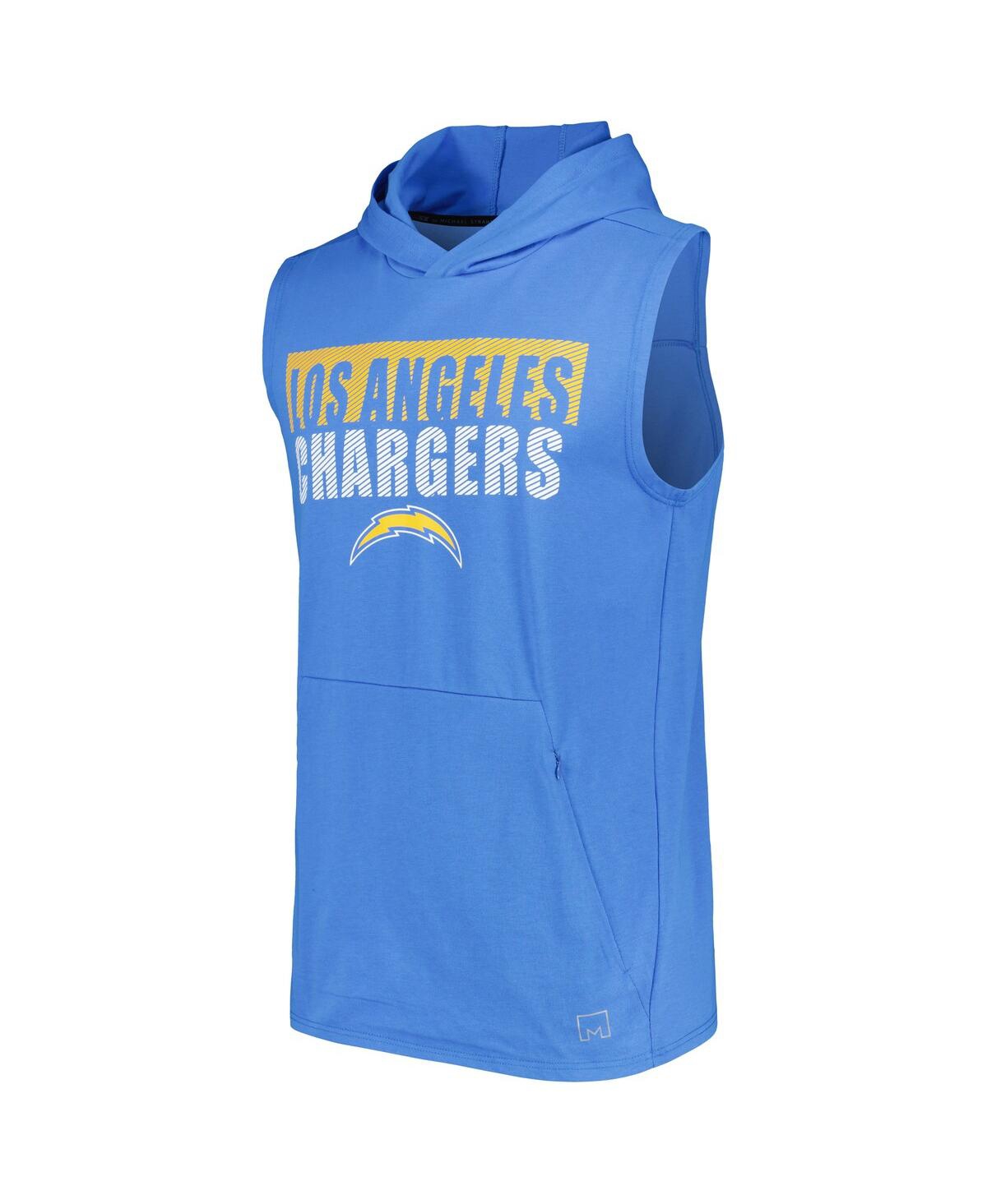 Shop Msx By Michael Strahan Men's  Powder Blue Los Angeles Chargers Relay Sleeveless Pullover Hoodie